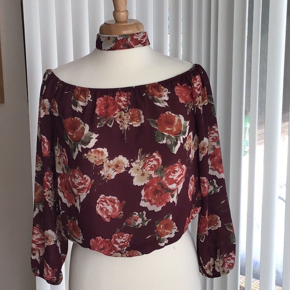 Charlotte Russe Off the Shoulder Choker Blouse